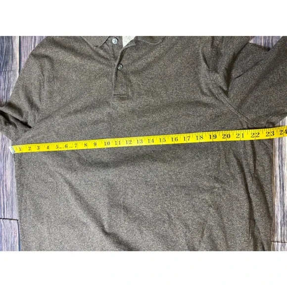 Tasso Elba Polo Shirt Mens XL Brown Heathered Long Sleeve Casual Comfort - Picture 5 of 14
